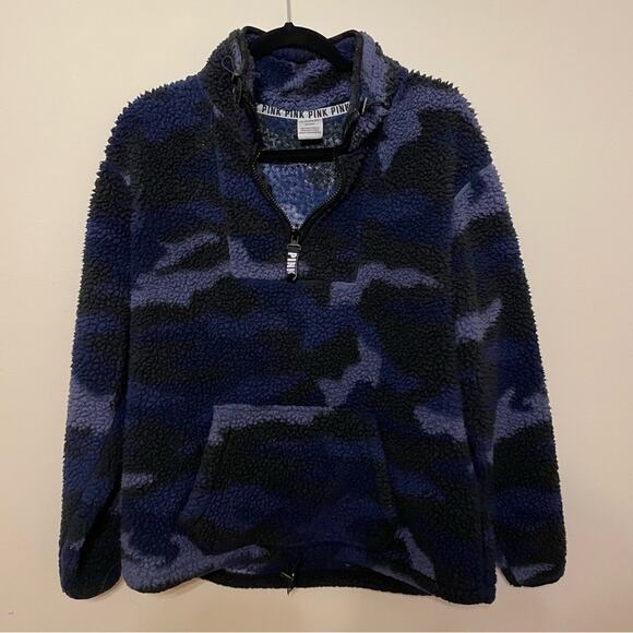 Y2K Vintage Pink Victoria’s Secret M (170/96A) camouflage fleece turtleneck - Picture 1 of 7
